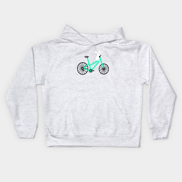 Bunny On A Bicycle Kids Hoodie by CatGirl101